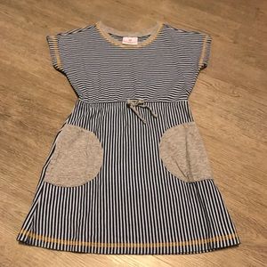 Hanna Andersson Navy and Gray Striped Dress